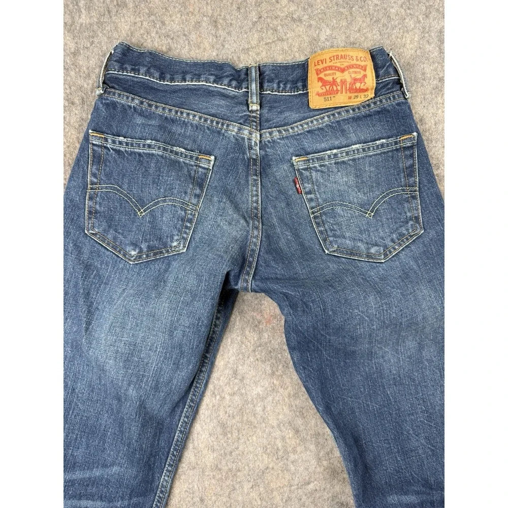Levi's 511 Regular‎ Fit Jeans  Men's Medium Wash 29x32 Distressed Straight Leg